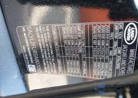 2025 Land Rover Range Rover Velar P400 Dynamic Se из США, поврежденный, VIN SALYL2FU8SA807095